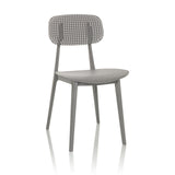 Grey Outdoor chair ARTIFO HOL with perforated backrest and seat by hjh OFFICE – 360-degree view (front view 15°)