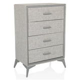 Grey Chest of drawers SKUFFY with four drawers and slim legs by hjh LIVING – 360-degree view (front three-quarter view 30°)