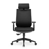 Black Professional Office Chair Profondo F with headrest, armrests and five-caster base by hjh OFFICE – 360-degree view (front view 0°)