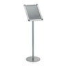 Silver Poster stand AGENDA I with slanted frame and round base by hjh OFFICE