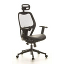 Professional Office ChAIR-PORT in black with mesh back, leather seat and headrest by hjh OFFICE