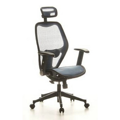 Professional Office ChAIR-PORT with blue mesh cover, headrest and armrests by hjh OFFICE