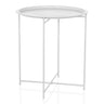 White metal side table ALLRUND with round top and perforated pattern by hjh LIVING
