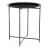Black metal side table ALLRUND with round top and perforated pattern by hjh LIVING