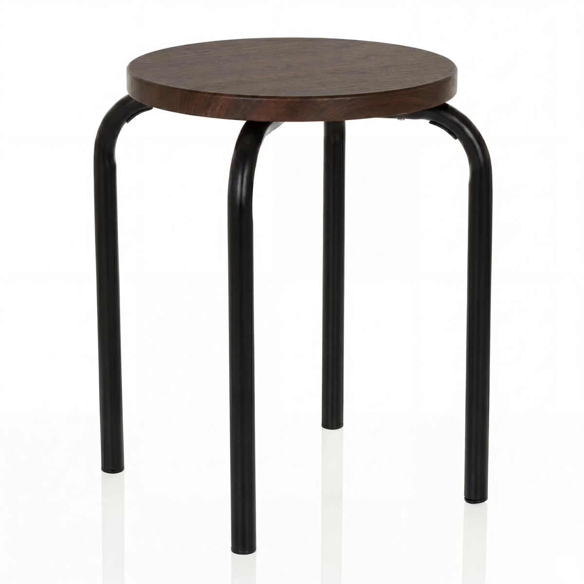 stool ALRANDA with a round seat in walnut look and four black legs by hjh LIVING