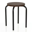 stool ALRANDA with a round seat in walnut look and four black legs by hjh LIVING