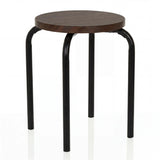 stool ALRANDA with a round seat in walnut look and four black legs by hjh LIVING