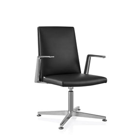 Black guest chair AMBASSADO V with shiny metal frame and armrests by hjh OFFICE