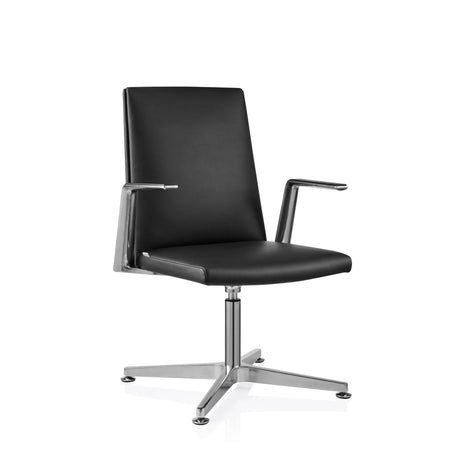 Schwarzer Besucherstuhl AMBASSADO V mit glänzendem Metallgestell und Armlehnen von hjh OFFICE