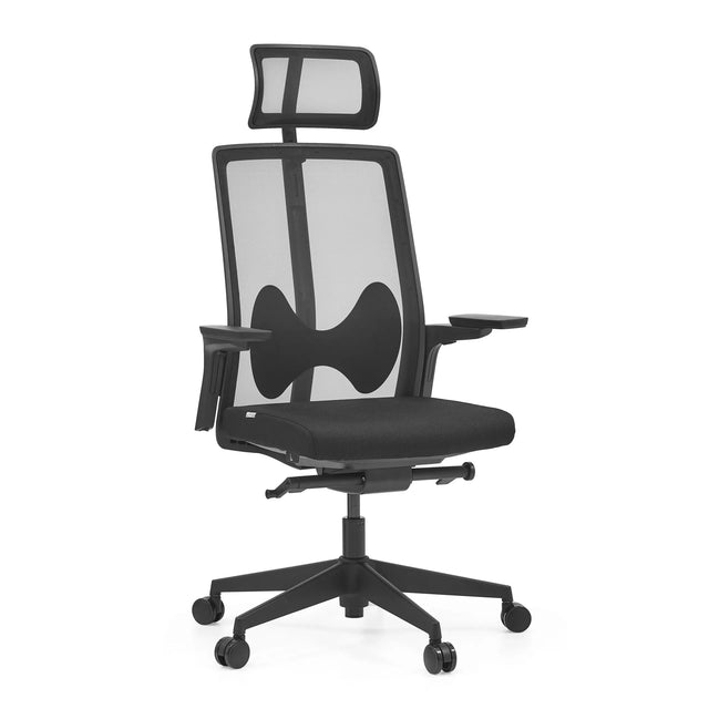 Black Professional Office Chair ARCEO B with mesh backrest, headrest and armrests by hjh OFFICE