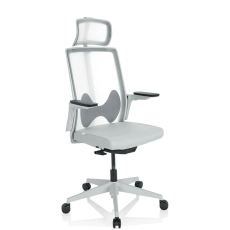 Grey Professional Office Chair ARCEO W with mesh backrest, headrest and armrests by hjh OFFICE
