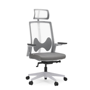 Grey Professional Office Chair ARCEO W with mesh backrest, headrest and armrests by hjh OFFICE