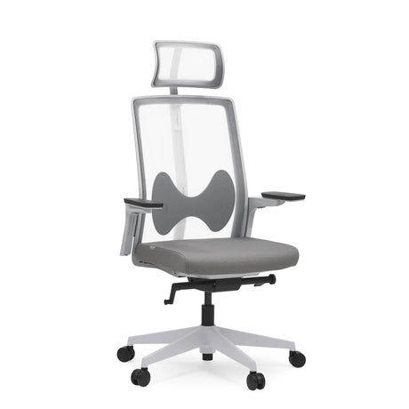 Grey Professional Office Chair ARCEO W with mesh backrest, headrest and armrests by hjh OFFICE