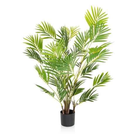 Green Artificial plant ARECA I with fan-like leaves in a black pot by hjh OFFICE