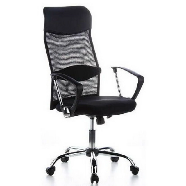 Black Home Office Executive Chair ARIA HIGH with mesh backrest and armrests by hjh OFFICE