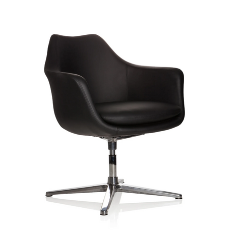 Black Lounge Chair ARTEMIA with leather upholstery and four-star metal base by hjh OFFICE