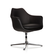 Black Lounge Chair ARTEMIA with leather upholstery and four-star metal base by hjh OFFICE