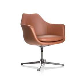 ARTEMIA lounge chair with brown leather upholstery and a four-star metal base by hjh OFFICE