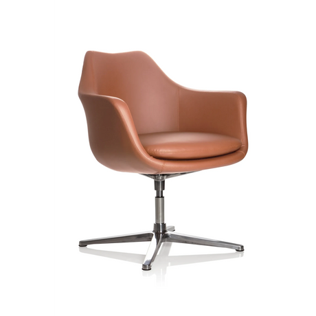 ARTEMIA lounge chair with brown leather upholstery and a four-star metal base by hjh OFFICE