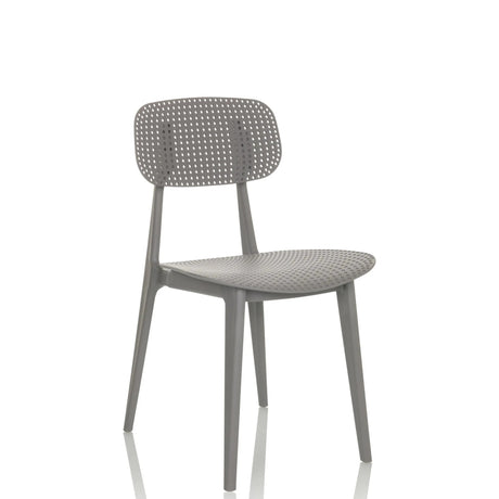 Grey Outdoor chair ARTIFO HOL with perforated backrest and seat by hjh OFFICE