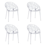 Four transparent four-legged chairs Artifo T with organically perforated backrests by hjh LIVING