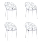 Four transparent four-legged chairs Artifo T with organically perforated backrests by hjh LIVING