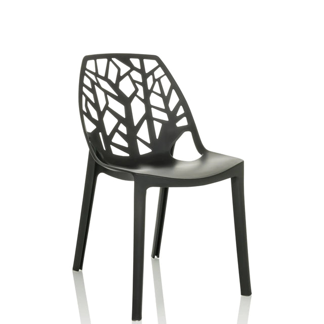 Black Outdoor chair ARTIFO TRI with a perforated backrest in branch look by hjh OFFICE