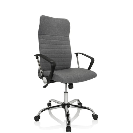 Home Office Chair ARTON 40 with grey fabric cover and chrome base by hjh OFFICE