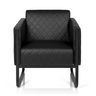 Black Upholstered armchair ARUBA BLACK with diamond stitching and sled base by hjh OFFICE