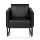Black Upholstered armchair ARUBA BLACK with diamond stitching and sled base by hjh OFFICE