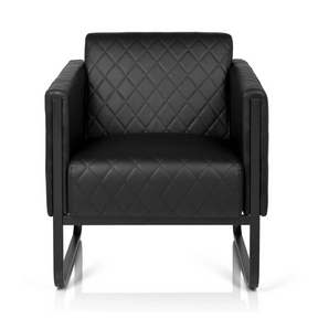 Schwarzer Polstersessel ARUBA BLACK mit Rautensteppung und Kufengestell von hjh OFFICE