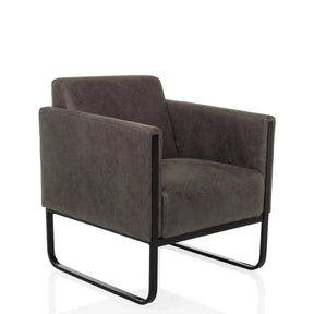 Grey Lounge Chair Aruba Retro with dark grey cover and black sled base by hjh OFFICE