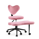 Asanasit office chair with pink bouclé cover, integrated footrest and black caster base by hjh LIVING