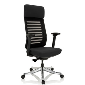 Professional Office Chair ASGON in black with mesh backrest and polished base by hjh OFFICE
