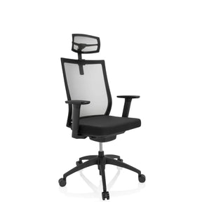 Black Professional Office Chair ASPEN PRO with mesh backrest and headrest by hjh OFFICE