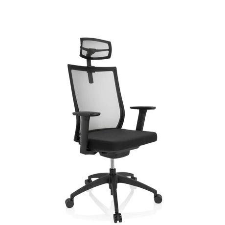 Black Professional Office Chair ASPEN PRO with mesh backrest and headrest by hjh OFFICE
