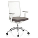 Professional Office Chair ASPEN WHITE in grey and white with mesh back and glossy base by hjh OFFICE