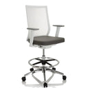 Grey Counter chair ASPEN WORK W with white mesh back and a chrome footrest by hjh OFFICE