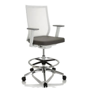Grey Counter chair ASPEN WORK W with white mesh back and a chrome footrest by hjh OFFICE