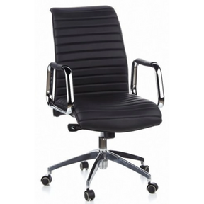 Black Professional Executive Chair ASPERA 10 with ribbed upholstery and shiny chrome armrests by hjh OFFICE
