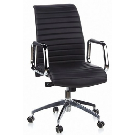 Black Professional Executive Chair ASPERA 10 with ribbed upholstery and shiny chrome armrests by hjh OFFICE