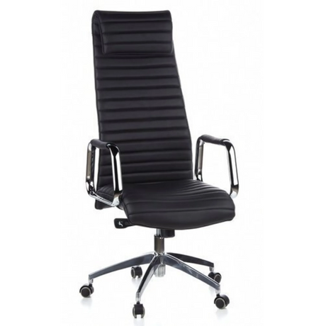 Luxury Executive Chair ASPERA 20 with black cover, transverse stitching and chrome armrests by hjh OFFICE