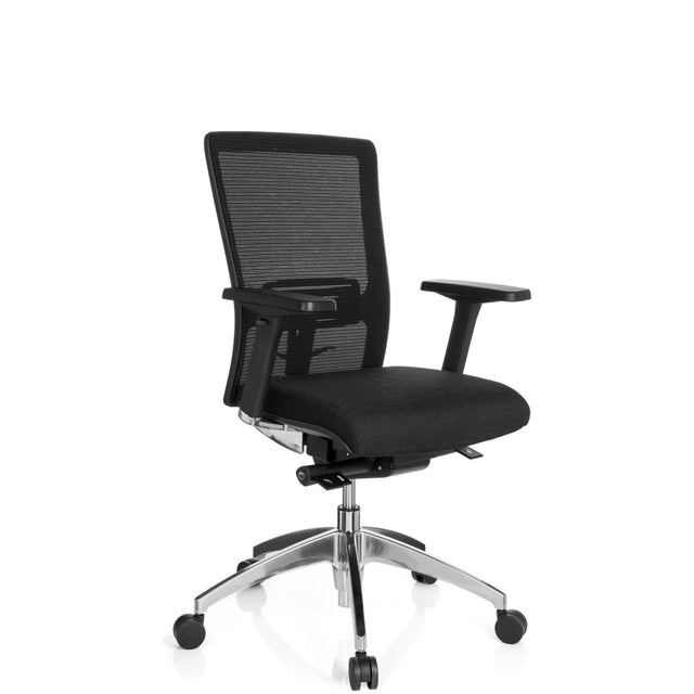 Professional Office Chair ASTRA BASE N in black with mesh backrest and polished star base by hjh OFFICE