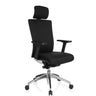 Black Professional Office Chair ASTRA LUX with fabric cover, headrest and glossy base by hjh OFFICE