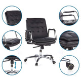 Professional Executive Chair VILLA 10 in black with detailed views of the armrest, gas spring and castors by hjh OFFICE