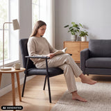 Black upholstered chair Lifea Flex made of faux leather with armrests by hjh LIVING (AI-generated image)