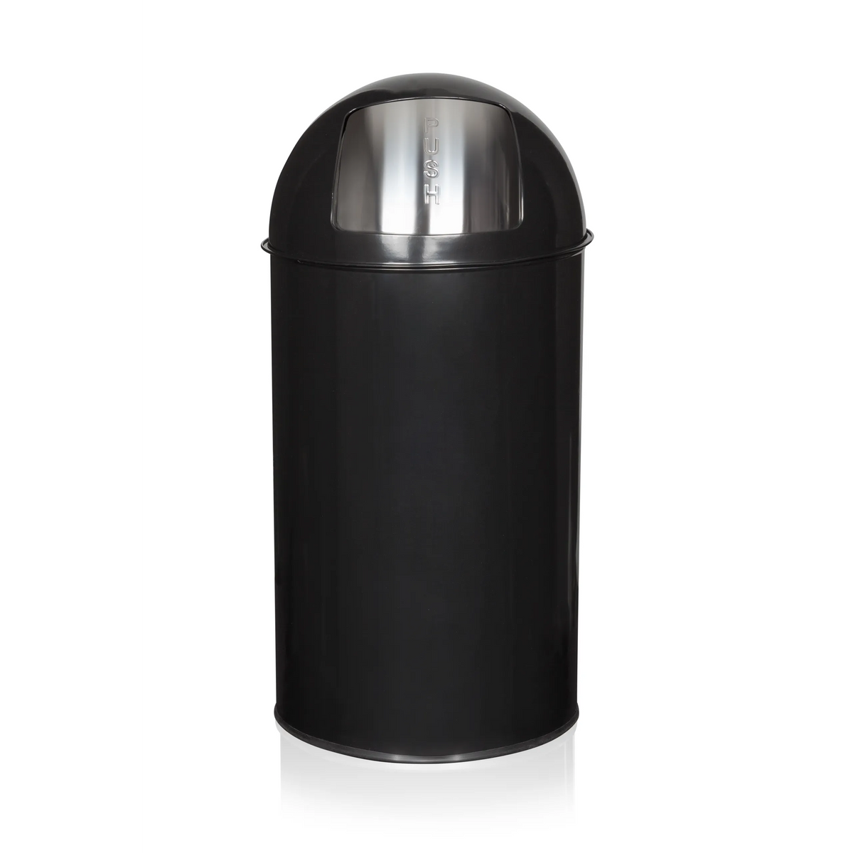 Black Wastepaper PUSH 50L with silver-coloured lid insert by hjh OFFICE – 360-degree view (front view 0°)