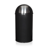 Black Wastepaper PUSH 50L with silver-coloured lid insert by hjh OFFICE – 360-degree view (front view 0°)