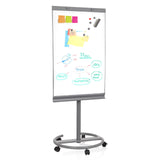 Whiteboard MULTIBOARD in silver with a writable surface on a frame with castors by hjh OFFICE