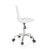 White Swivel Chair – Children FANCY I with paw print design and five-caster base by hjh OFFICE – 360-degree view (side profile 100°)